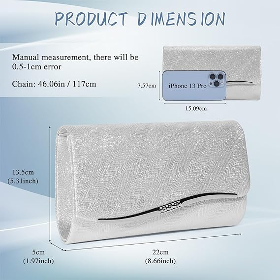 Geanta de seara pentru femei UBaymax, argintiu [2]