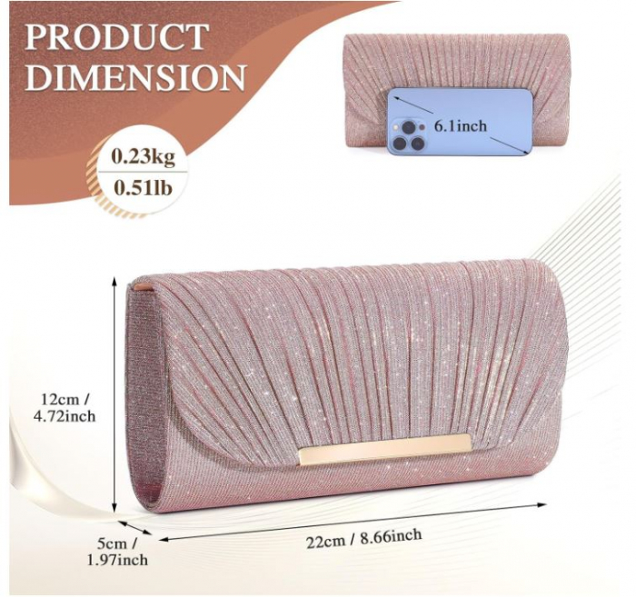 Geanta de seara pentru femei UBaymax, rose gold [2]