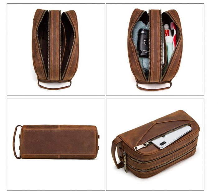 Geanta de toaletă de călătorie din piele Contacts pentru bărbați [6]