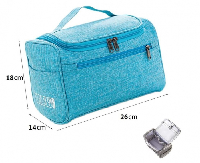 Geantă de toaletă HXHWKEN pentru bărbați și femei, rezistent la apă, albastru [6]