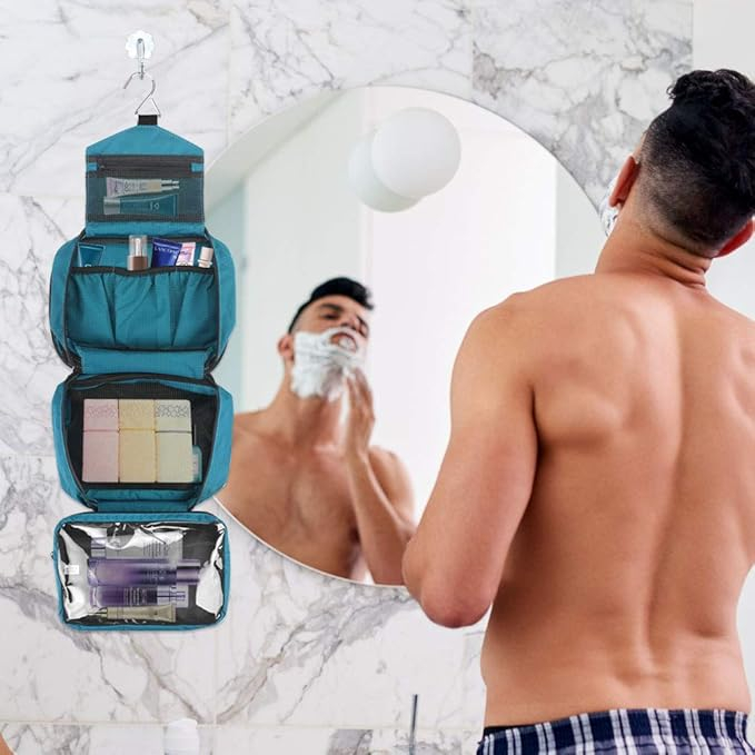 Geantă de toaletă Jiemei, cu cârlig pentru agățat, albastru [5]