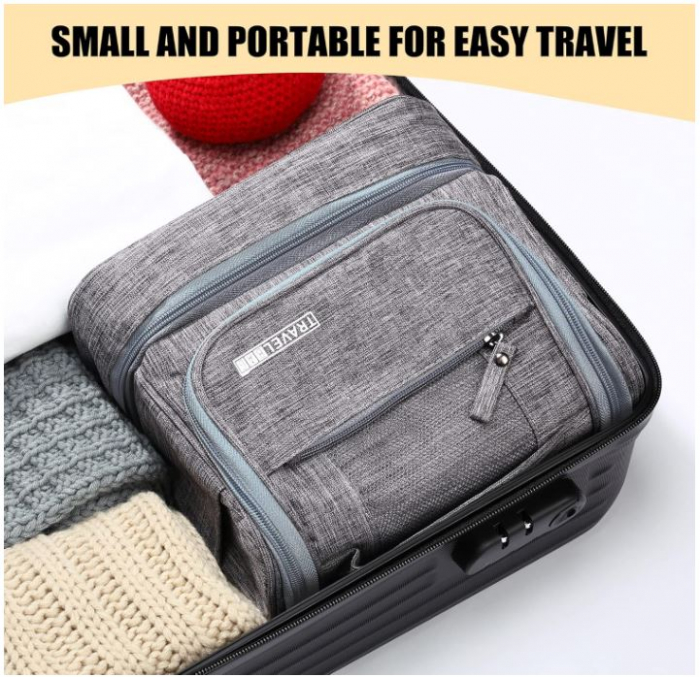 Geantă de toaletă JOZEA, cu cârlig pentru agățat, gri [7]