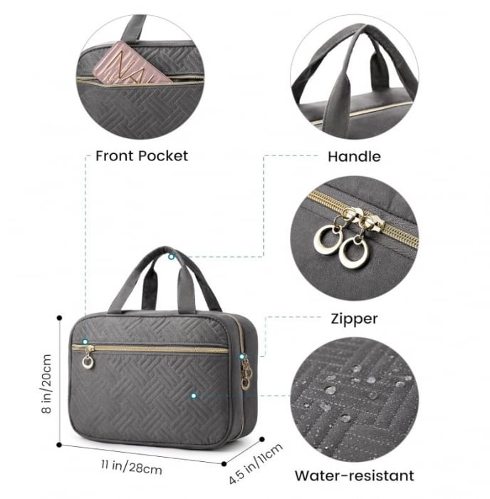 Geantă de toaletă LOVEVOOK, cu cârlig pentru agățat, gri [3]