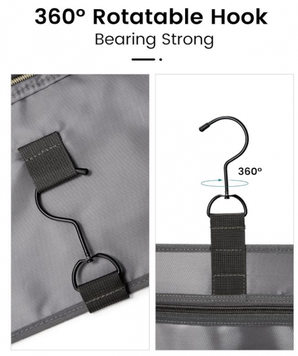 Geantă de toaletă LOVEVOOK, cu cârlig pentru agățat, gri [4]