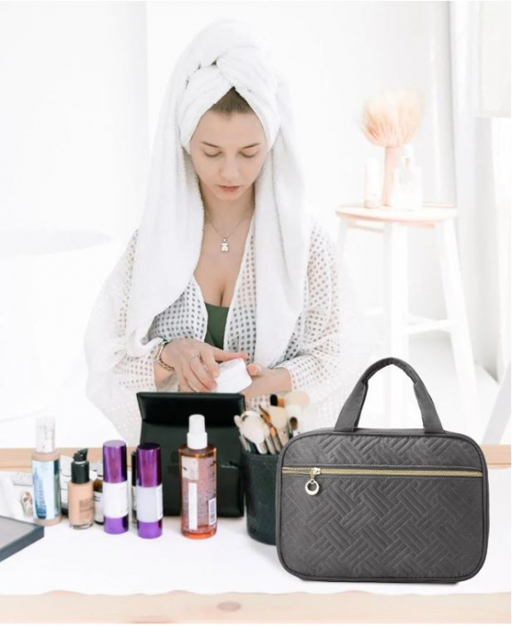 Geantă de toaletă LOVEVOOK, cu cârlig pentru agățat, gri [6]