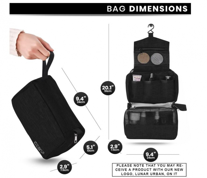 Geantă de toaletă LUNAR URBAN, cu cârlig pentru agățat, negru - OUTLET [2]