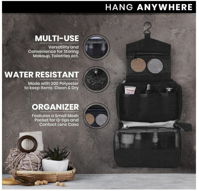 Geantă de toaletă LUNAR URBAN, cu cârlig pentru agățat, negru - OUTLET [4]