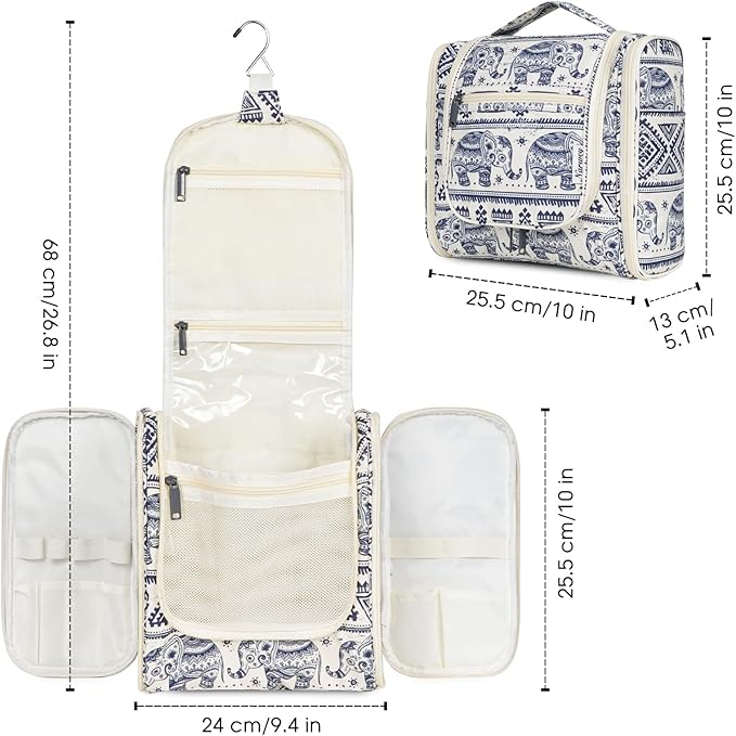 Geantă de toaletă Narwey, unisex, alb/albastru, model elefant [5]