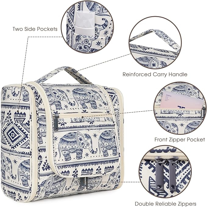 Geantă de toaletă Narwey, unisex, alb/albastru, model elefant [4]