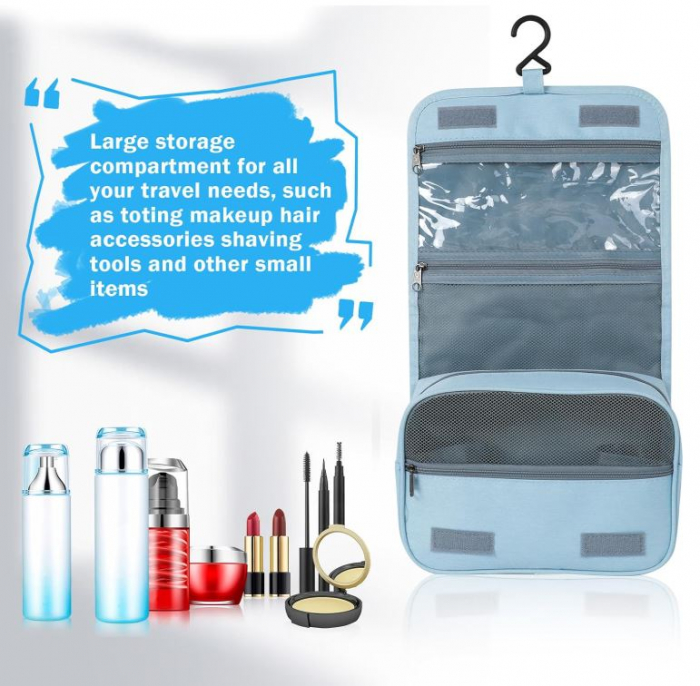 Geanta de toaleta suspendata pliabila AiQInu, unisex, albastru - RESIGILAT [5]
