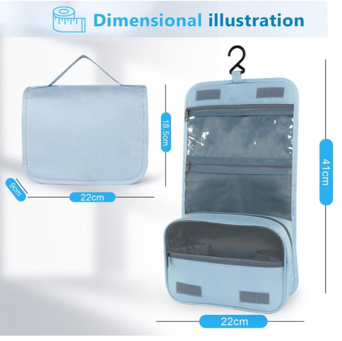 Geanta de toaleta suspendata pliabila AiQInu, unisex, albastru - RESIGILAT [2]