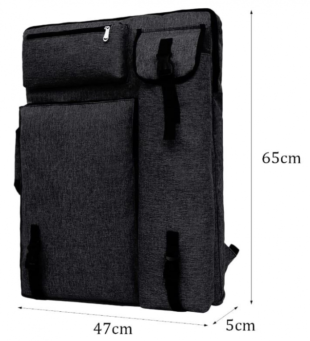 Geanta de transport pentru tabla de desen A3, cu curea de umar, negru [6]