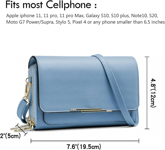 Geanta de umar crossbody Roulens, din piele PU, albastru [2]