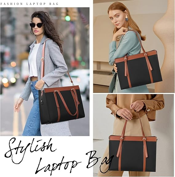 Geantă de umăr KTMOUW pentru dame, mare, impermeabilă, de 40cm, cu port de încărcare USB [6]