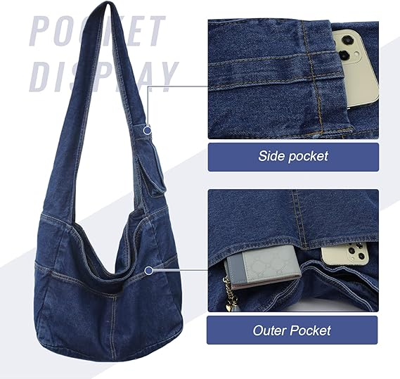 Geanta de umar pentru femei din denim LHHMZ, albastru [3]