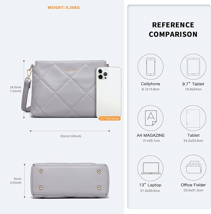 Geanta de umar pentru femei Miss Lulu, din piele PU, gri [3]