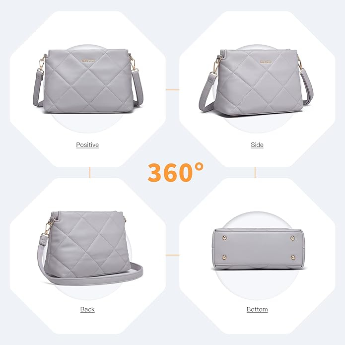 Geanta de umar pentru femei Miss Lulu, din piele PU, gri [4]