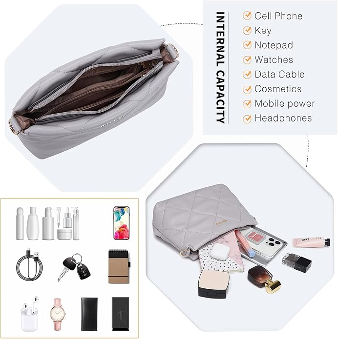 Geanta de umar pentru femei Miss Lulu, din piele PU, gri [5]