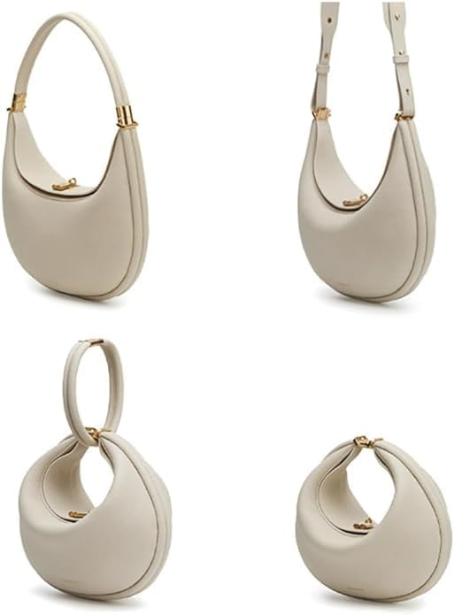 Geanta de umar pentru femei OEIPSMK, din piele PU, forma semiluna, alb [3]