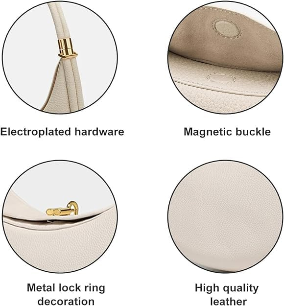 Geanta de umar pentru femei OEIPSMK, din piele PU, forma semiluna, alb [2]