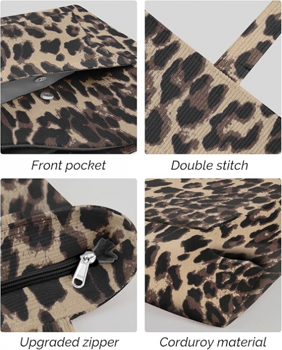 Geanta de umar pentru femei Prite, din velur, leopard print [5]