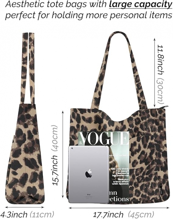 Geanta de umar pentru femei Prite, din velur, leopard print [3]