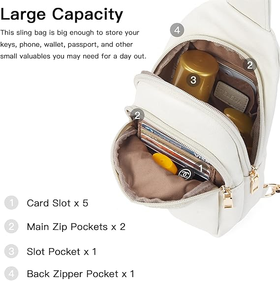 Geanta de umar pentru femei Telena Sling Bag, piele PU, bej [4]