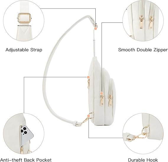 Geanta de umar pentru femei Telena Sling Bag, piele PU, bej [6]