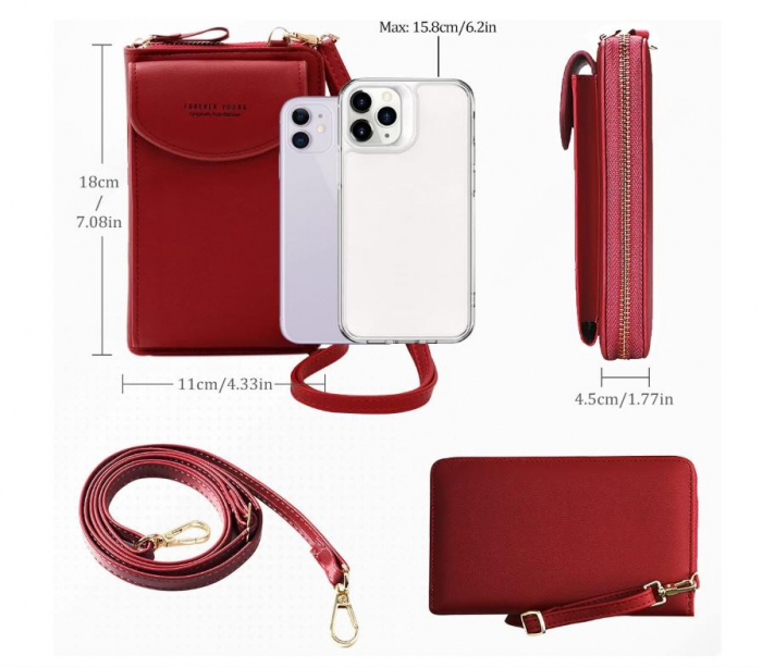 Geantă de umăr pentru telefon mobil VDSOW, pentru femei, rosu [2]