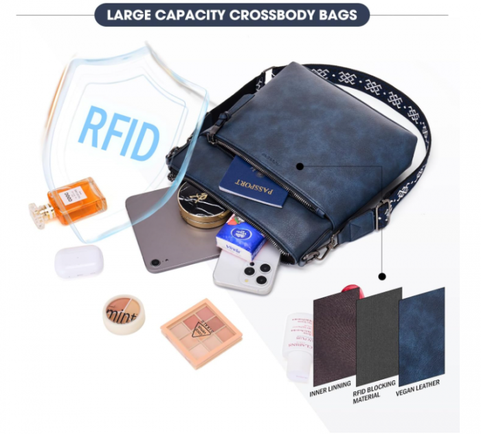 Geantă de umăr Roulens Fashion pentru femei, curea lată reglabilă [8]