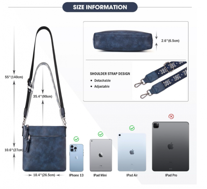 Geantă de umăr Roulens Fashion pentru femei, curea lată reglabilă [4]