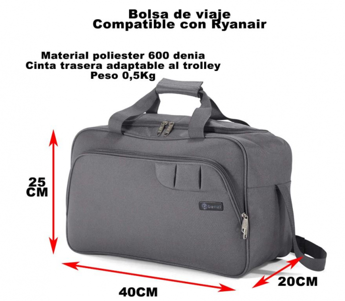 Geanta de voiaj Benzi BZ5410, 40 x 25 x 20 cm, gri [6]