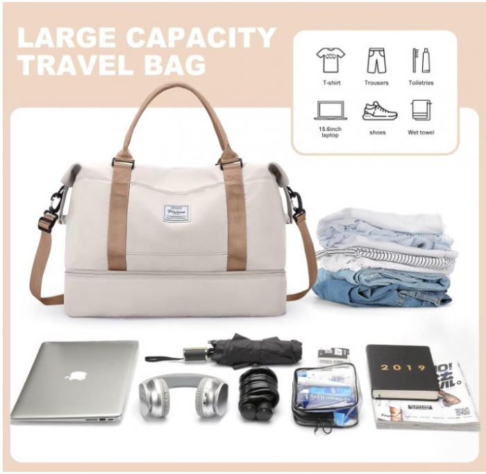 Geanta de voiaj HPLQQ, 45 x 36 x 20 cm, bej [4]