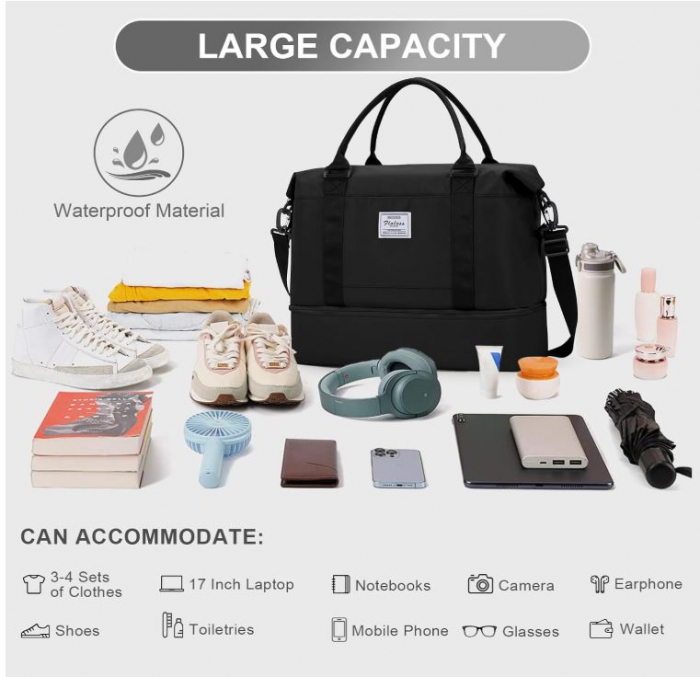 Geanta de voiaj HYC00, 45 x 36 x 20 cm, negru - RESIGILAT [3]