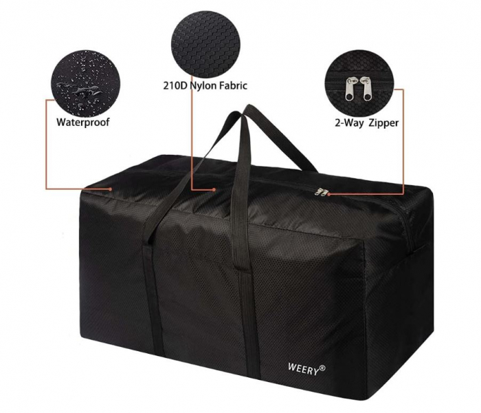 Geanta de voiaj mare WEERY, impermeabila, pliabila, neagra, 96L [4]