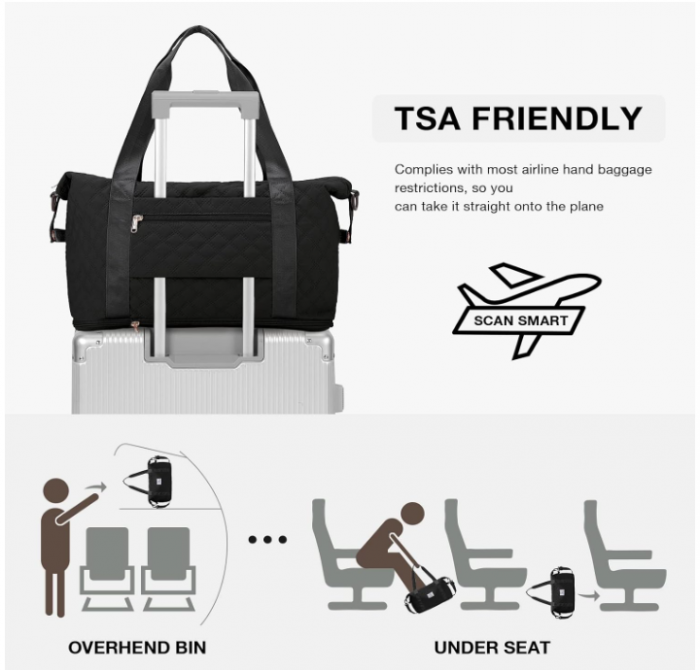 Geantă de voiaj SEAFEW, 40 x 20 x 25 cm, negru [5]