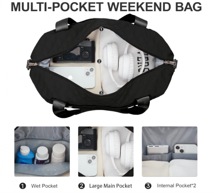 Geantă de voiaj SEAFEW, 40 x 20 x 25 cm, negru [3]