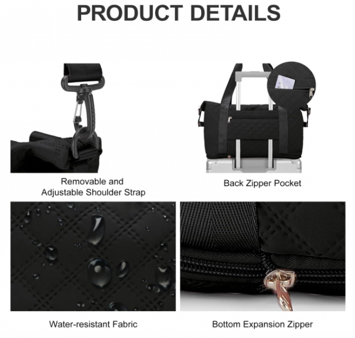 Geantă de voiaj SEAFEW, 40 x 20 x 25 cm, negru [4]