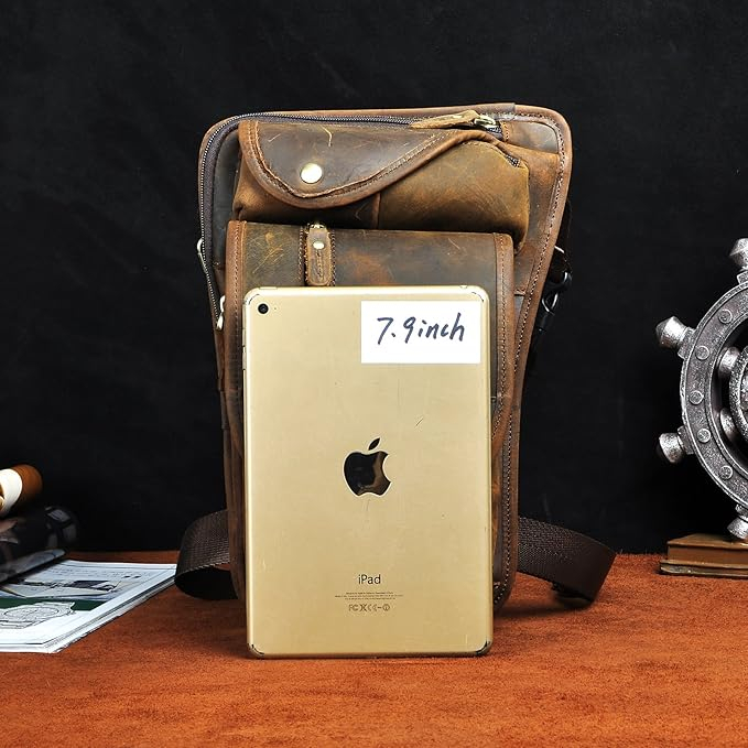 Geanta din piele naturala pentru barbati Le'aokuu 3112, maro [7]