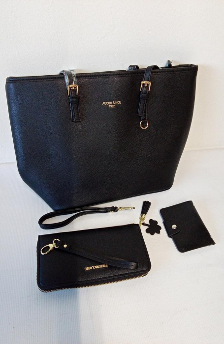 Geantă elegantă de umăr pentru femei URAQT, din piele PU, negru [2]