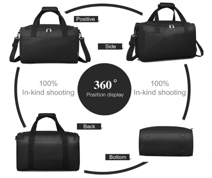 Geanta pentru calatorie, Bagaj de mână Kono 20L, 40x20x25, Negru [6]