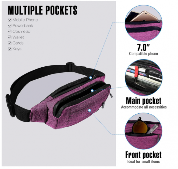 Geantă sport tip borseta de talie WATERFLY, violet [3]