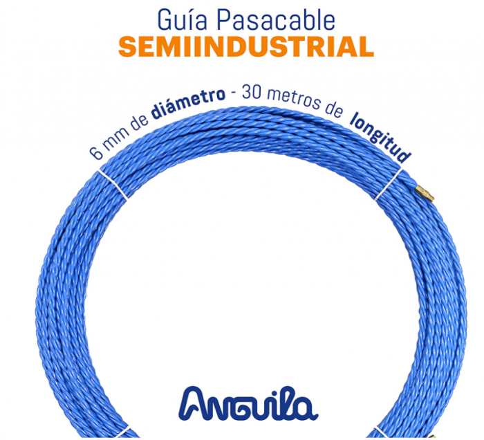 Fir spion/sonda de tras cablu din poliester triplu impletit Anguila, sistem de tragere a cablurilor, albastru, diametru 6 mm, 30 metri [6]
