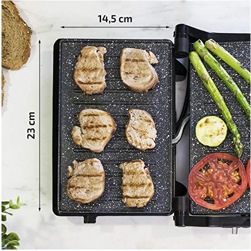 Gratar electric Cecotec Rock'nGrill 750 W, Deschidere 180º, Suprafata 23 x 14.5 cm [2]