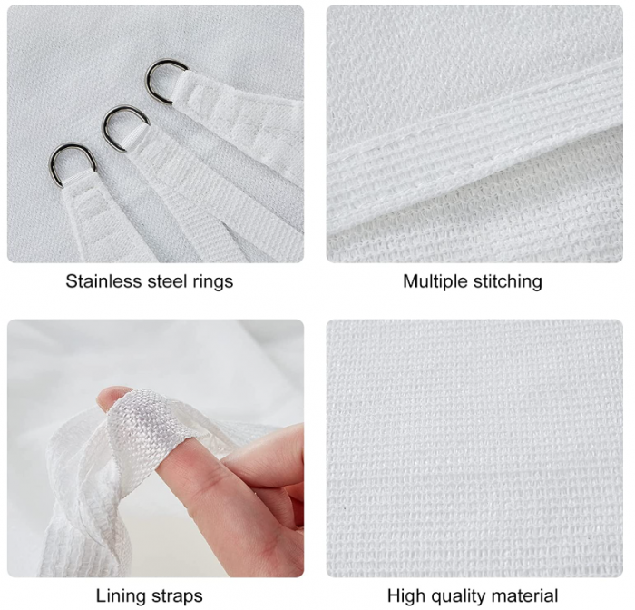 HAIKUS Pânză pentru copertina, 4x4 m, 200GSM HDPE 98%, protectie solara, blocare UV, alb [4]