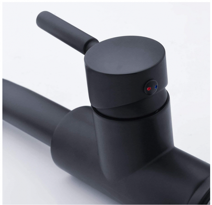 Hapilife Baterie de bucătărie cu cap de duș extensibil, neagră, pivotant 360° [10]