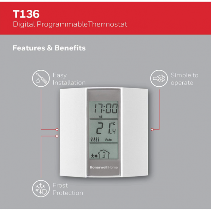 Honeywell Home T136C110AEU T136: Termostat programabil, alb [4]