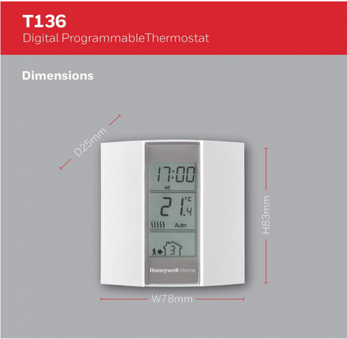 Honeywell Home T136C110AEU T136: Termostat programabil, alb [5]