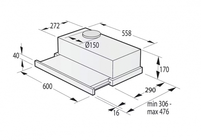 Hota incorporabila GORENJE TH62E3X, 1 motor, 350 m3/h, L 60 cm, inox [11]