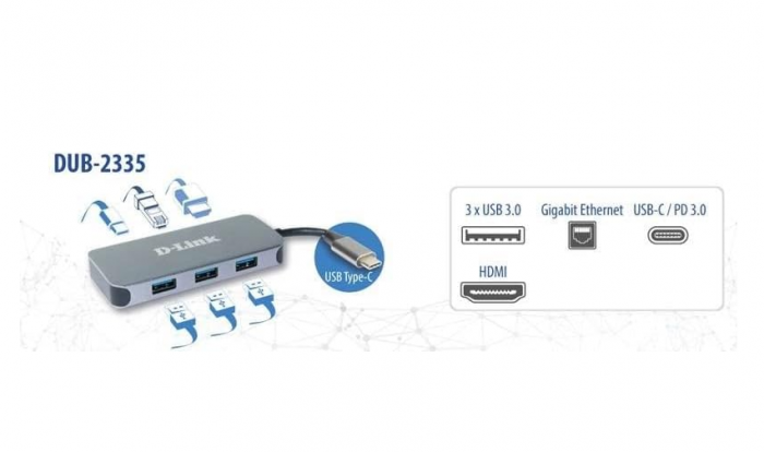 Hub USB D-Link DUB-2335, USB-C, 6-în-1 [3]